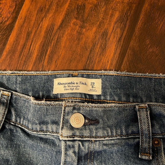 Abercrombie & Fitch 90s Straight Ultra High Rise Classic Blue Denim Jeans XS - Picture 9 of 9